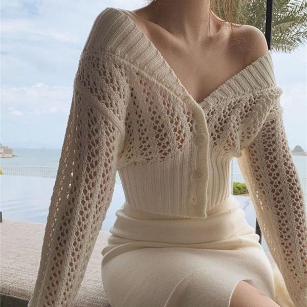 women's knits & tees korobov 2021 fashion autumn hollow out sweaters korean v neck crop cardigans japanese sweet chic cardigan, White
women's knits & tees korobov 2021 fashion autumn hollow out sweaters korean v neck crop cardigans japanese sweet chic cardigan, White