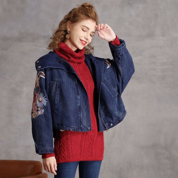 johnature women hooded embroidery floral denim jackets button shorts coats spring zipper blue vintage female jackets 210521, Black;brown
johnature women hooded embroidery floral denim jackets button shorts coats spring zipper blue vintage female jackets 210521, Black;brown