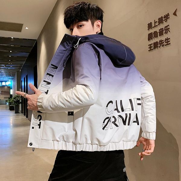 men's down & parkas gradient coat hooded jacket casual korean clothes gradual change, Black
men's down & parkas gradient coat hooded jacket casual korean clothes gradual change, Black