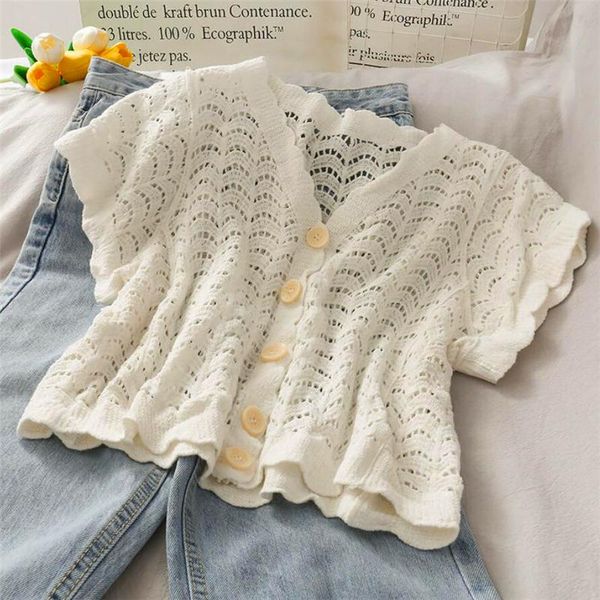 women's t-shirt elegant summer knit short sleeve t-shirts fashion v neck street style hollow out knitwear ladies, White
women's t-shirt elegant summer knit short sleeve t-shirts fashion v neck street style hollow out knitwear ladies, White