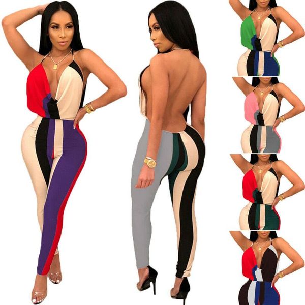 women's jumpsuits & rompers striped jumpsuit romper halter v neck backless color block skinny clubwear bodycon clothes, Black;white
women's jumpsuits & rompers striped jumpsuit romper halter v neck backless color block skinny clubwear bodycon clothes, Black;white