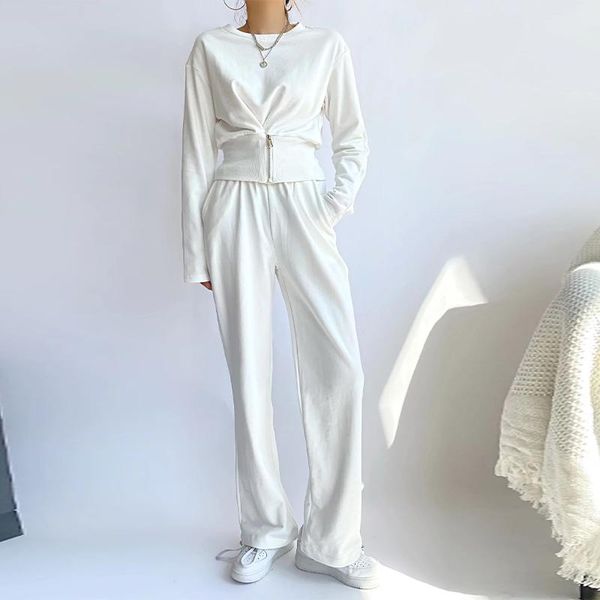 women's two piece pants tracksuit pullover pant set 2021 winter high waist zipper wide leg suit female sportswear lady outfit, White
women's two piece pants tracksuit pullover pant set 2021 winter high waist zipper wide leg suit female sportswear lady outfit, White