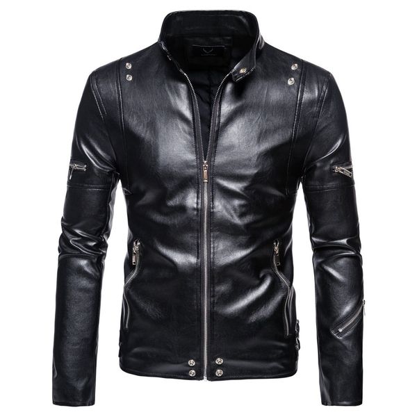 new autumn plus-size men's stand collar leather jacket pu fashion leather, Black;brown
new autumn plus-size men's stand collar leather jacket pu fashion leather, Black;brown