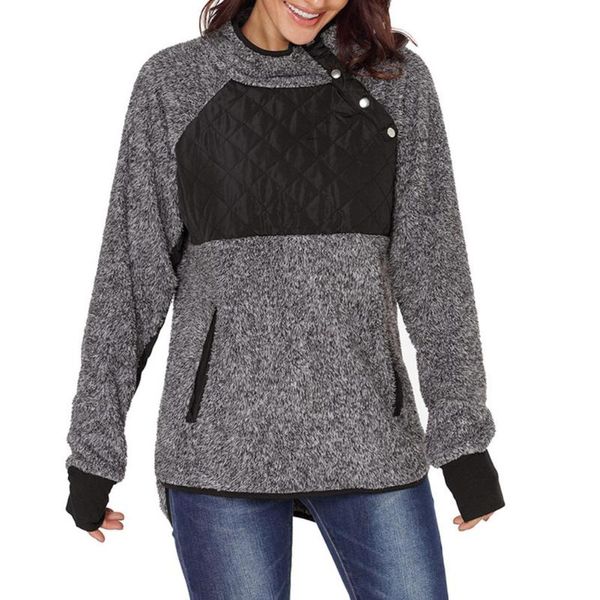 women's hoodies & sweatshirts winter women casual color block buttons high neck long sleeve loose pullover 2021, Black
women's hoodies & sweatshirts winter women casual color block buttons high neck long sleeve loose pullover 2021, Black