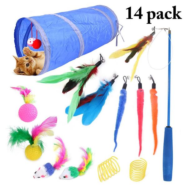 cat toys 14pcs/set interactive training chew ball toy feather tunnel teaser wand for pet dog funny kitten
cat toys 14pcs/set interactive training chew ball toy feather tunnel teaser wand for pet dog funny kitten
