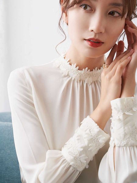 women's blouses & shirts spiral embroidered heavy lace silk blouse long sleeve shirt mulberry tze8, White
women's blouses & shirts spiral embroidered heavy lace silk blouse long sleeve shirt mulberry tze8, White