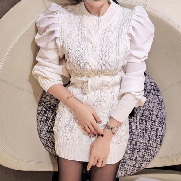 casual dresses elegant puff sleeve women dress fashion white knit patchwork party lady office style autumn winter, Black;gray
casual dresses elegant puff sleeve women dress fashion white knit patchwork party lady office style autumn winter, Black;gray