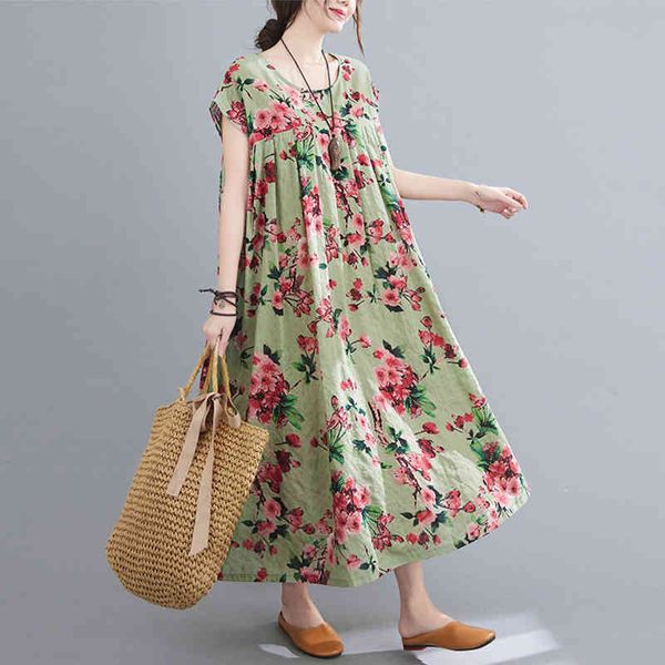 johnature casual print flowers summer dresses vintage ankle-length o-neck short sleeve loose women dresses 210521, Black;gray
johnature casual print flowers summer dresses vintage ankle-length o-neck short sleeve loose women dresses 210521, Black;gray