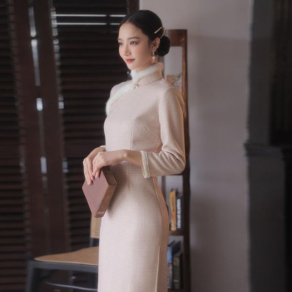 ethnic clothing winter elegant thick qipao women mandarin collar cheongsam chinese traditional slim evening party dresses, Red
ethnic clothing winter elegant thick qipao women mandarin collar cheongsam chinese traditional slim evening party dresses, Red