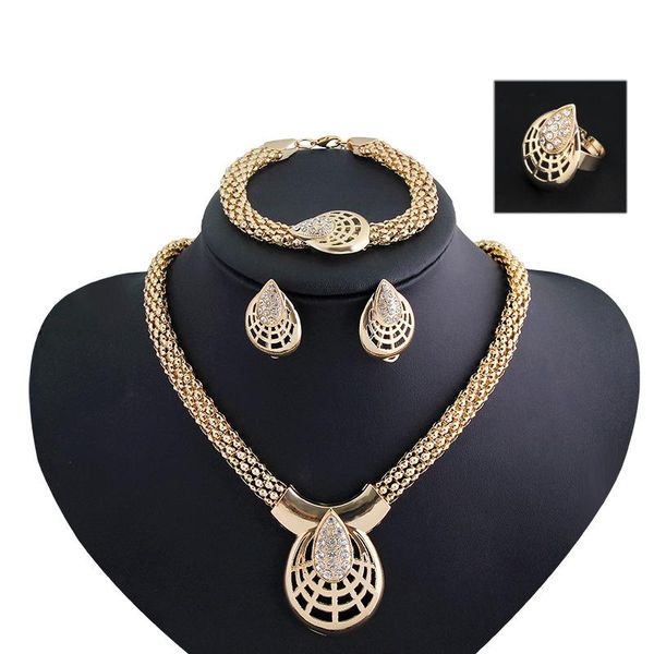 earrings & necklace women fashion jewelry sets vintage geometric rhinestone necklaces bracelet adjustable ring female wedding gift, Silver
earrings & necklace women fashion jewelry sets vintage geometric rhinestone necklaces bracelet adjustable ring female wedding gift, Silver