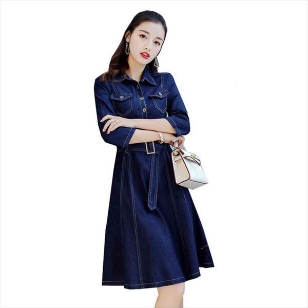 denim korean spring autumn women dress 3 4 sleeve mid length lady elegant a line jeans vestidos feminine y330, Black;gray
denim korean spring autumn women dress 3 4 sleeve mid length lady elegant a line jeans vestidos feminine y330, Black;gray