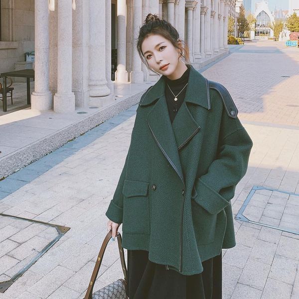 women's wool & blends elegant turn-down collar women outwear fashion coat double breasted autumn winter midi cardigan solid coats, Black
women's wool & blends elegant turn-down collar women outwear fashion coat double breasted autumn winter midi cardigan solid coats, Black