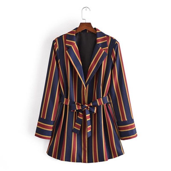 women's polos 2021 elegant trend spring and autumn style fashion temperament with belt striped suit jacket women, White
women's polos 2021 elegant trend spring and autumn style fashion temperament with belt striped suit jacket women, White