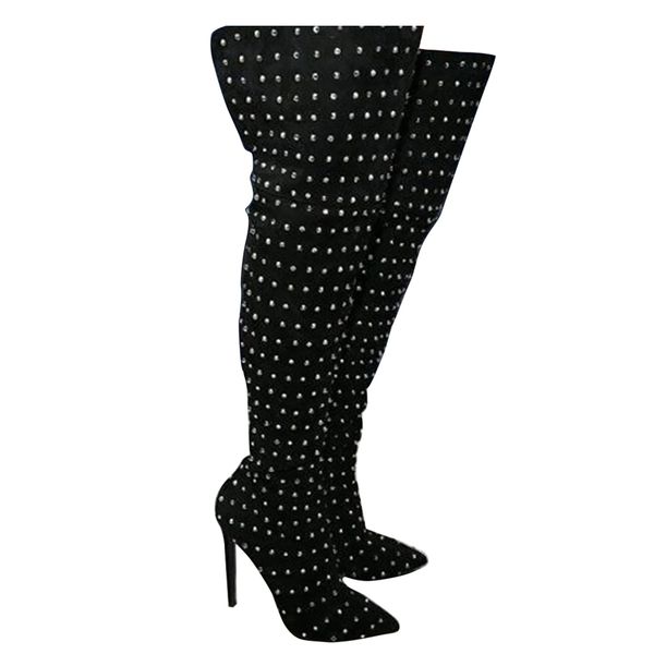 handmade womens elegant stiletto high heel over knee boots rivets spikes pointed-toe party prom thigh-high booties evening club fashion stri, Black
handmade womens elegant stiletto high heel over knee boots rivets spikes pointed-toe party prom thigh-high booties evening club fashion stri, Black