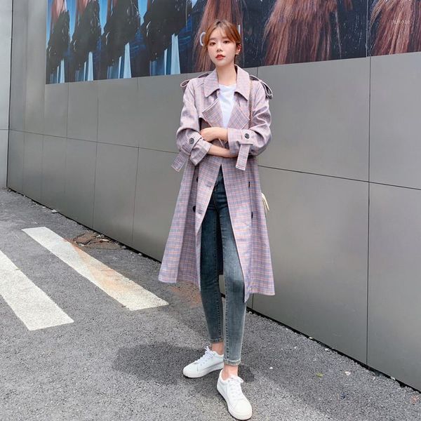 women's trench coats female coat fashion plaid women windbreaker korean loose elegant below the knees autumn outerwear, Tan;black
women's trench coats female coat fashion plaid women windbreaker korean loose elegant below the knees autumn outerwear, Tan;black