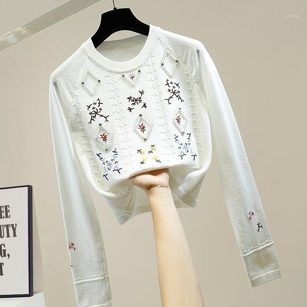 women's sweaters autumn cloth embroidery beaded diamond long sleeve knit shirt female design temperament sweater jumper ladies crop, White;black
women's sweaters autumn cloth embroidery beaded diamond long sleeve knit shirt female design temperament sweater jumper ladies crop, White;black