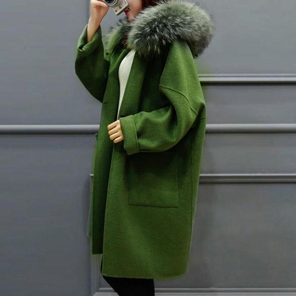 women's wool & blends plaid women overcoat winter faux fur warm outwear casual loose plus size long coat japan korea office lady young, Black
women's wool & blends plaid women overcoat winter faux fur warm outwear casual loose plus size long coat japan korea office lady young, Black