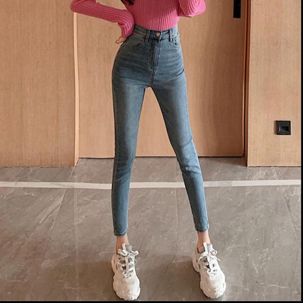 spring high waist skinny women jeans blue black solid elastic denim pencil pants female korean chic fashion clothing
spring high waist skinny women jeans blue black solid elastic denim pencil pants female korean chic fashion clothing