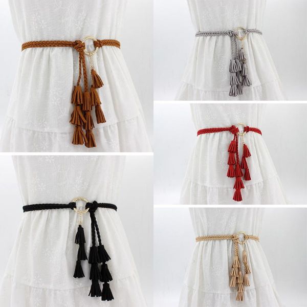 belts 1pcs solid thin knotted weaving knit female belt fashion braided tassel casual summer khaki for women, Black;brown
belts 1pcs solid thin knotted weaving knit female belt fashion braided tassel casual summer khaki for women, Black;brown