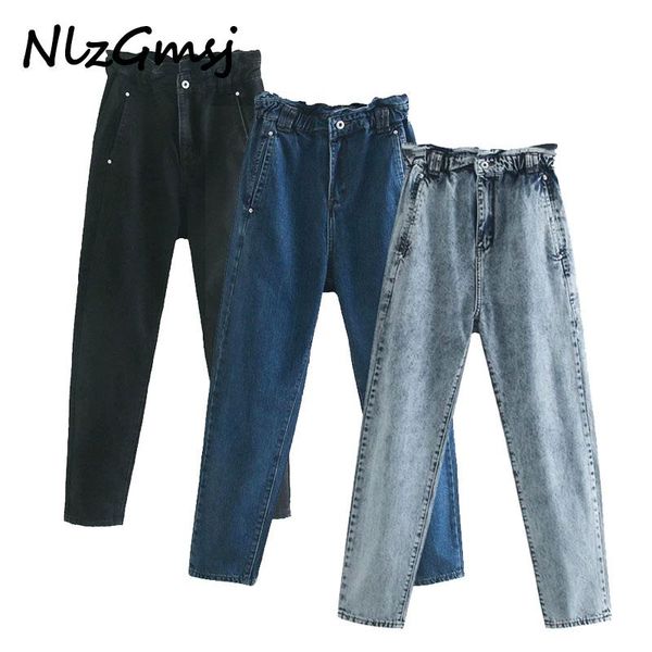 nlzgmsj women 2021 fashion side pockets baggy paperbag jeans vintage high elastic waist denim female ankle trousers mujer women's, Blue
nlzgmsj women 2021 fashion side pockets baggy paperbag jeans vintage high elastic waist denim female ankle trousers mujer women's, Blue