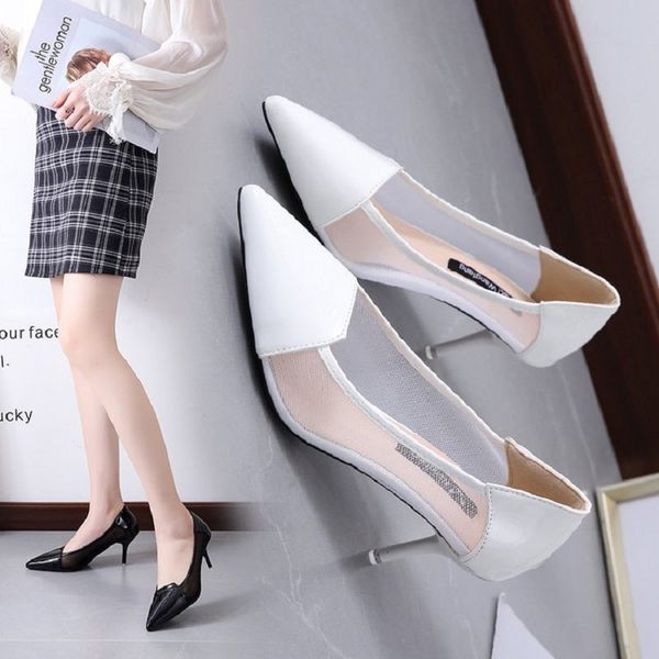 sandals spring and summer high stiletto heels fashion pointed mid-heel all-match single mesh women's shoes, Black
sandals spring and summer high stiletto heels fashion pointed mid-heel all-match single mesh women's shoes, Black