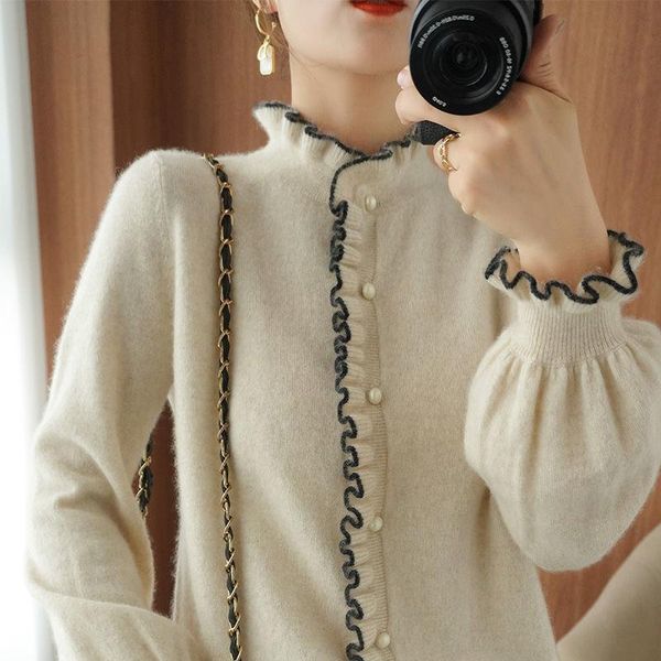 women's knits & tees 2021 spring sweater women lace doll collar color matching short lantern sleeve small fragrant wind base shirt, White
women's knits & tees 2021 spring sweater women lace doll collar color matching short lantern sleeve small fragrant wind base shirt, White