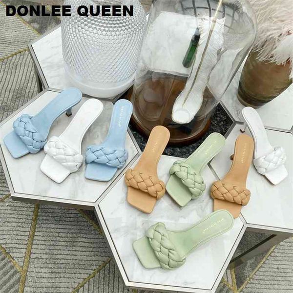 fashion brand weave slipper thin high heels sandals open toe slip on summer shoes slipper outdoor slides mujer 210619, Black
fashion brand weave slipper thin high heels sandals open toe slip on summer shoes slipper outdoor slides mujer 210619, Black