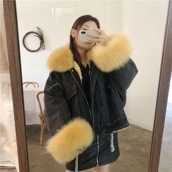 women's fur & faux 2021 denim parkas winter coat coats and jackets women clothing parka real collar rex liner female, Black
women's fur & faux 2021 denim parkas winter coat coats and jackets women clothing parka real collar rex liner female, Black