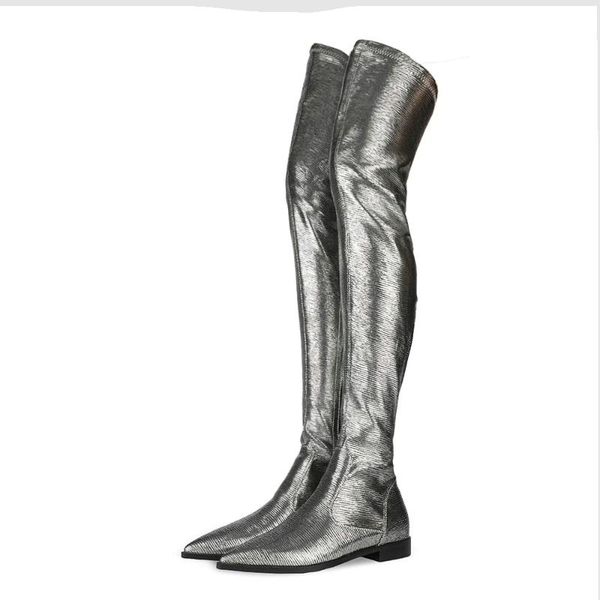 boots women flat low heel thigh high shoes lizard pattern pointed toe over the knee, Black
boots women flat low heel thigh high shoes lizard pattern pointed toe over the knee, Black