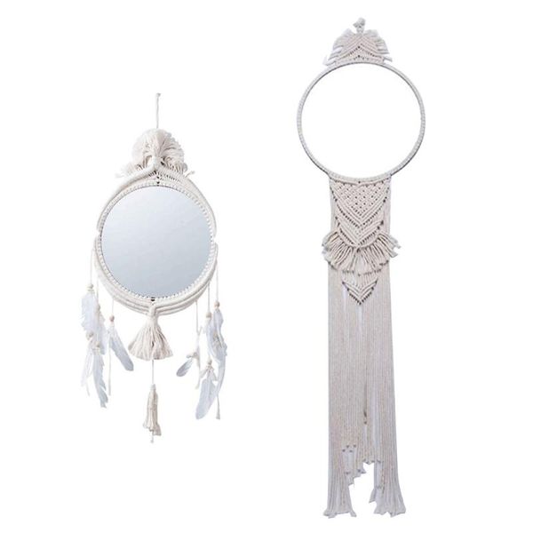 mirrors handmade cotton rope feather/long tassel macrame wall mirror makeup lighted compact hanging decorative 
mirrors handmade cotton rope feather/long tassel macrame wall mirror makeup lighted compact hanging decorative
