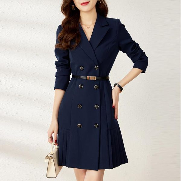 casual dresses office ladies long sleeve dress navy blue blazer for women notched collar double breasted belted pink mini pleated, Black;gray
casual dresses office ladies long sleeve dress navy blue blazer for women notched collar double breasted belted pink mini pleated, Black;gray