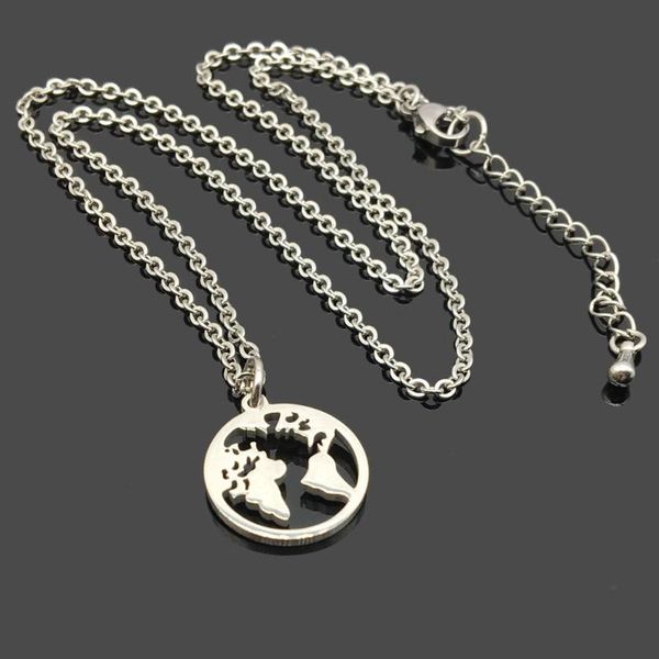 pendant necklaces round stainless steel wide tour necklace earth flat globe chain, Silver
pendant necklaces round stainless steel wide tour necklace earth flat globe chain, Silver