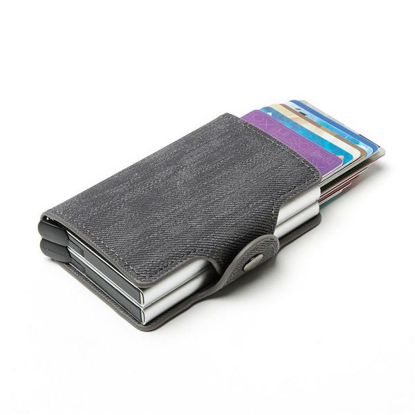 card holders anti rfid holder denim men business id wallet purse cardholder double aluminum box, Brown;gray
card holders anti rfid holder denim men business id wallet purse cardholder double aluminum box, Brown;gray