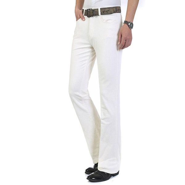 men's pants business casual jeans elastic waist slim fit white boot half flared, Black
men's pants business casual jeans elastic waist slim fit white boot half flared, Black