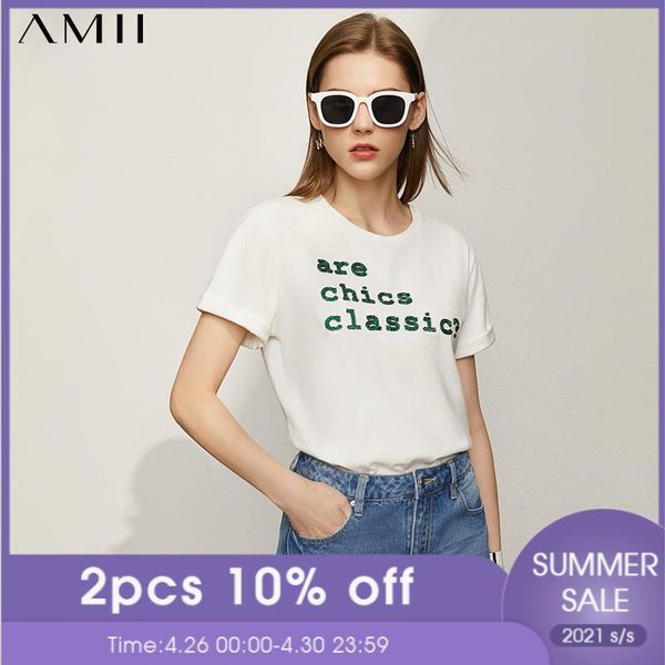 amii minimalism summer fashion tshirt for women offical lady 100%cotton letter embroidery onck women's 12130177 t-shirt, White
amii minimalism summer fashion tshirt for women offical lady 100%cotton letter embroidery onck women's 12130177 t-shirt, White