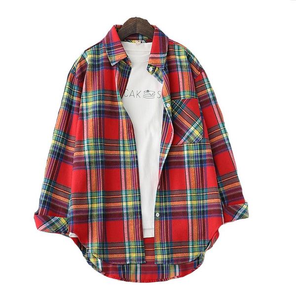 women's blouses & shirts 2021 plaid womens checked long sleeve female casual print loose cotton lady outwear spring s, White
women's blouses & shirts 2021 plaid womens checked long sleeve female casual print loose cotton lady outwear spring s, White
