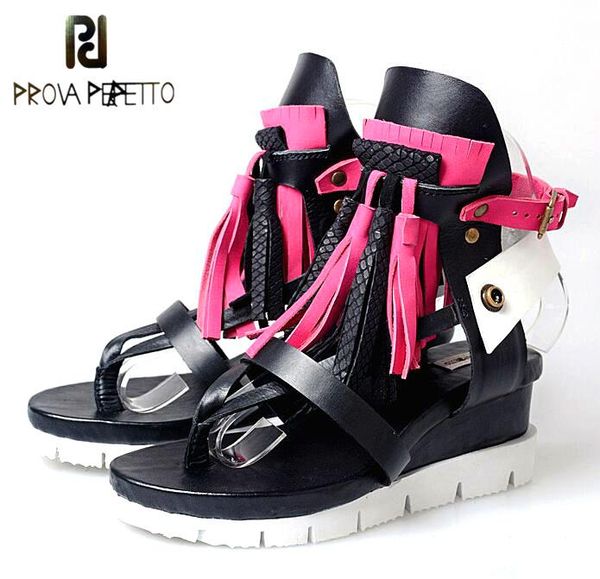 prova perfetto rome style mixed color tassel flowers summer sandals shoes thick heel wedge platform clip toe for women, Black
prova perfetto rome style mixed color tassel flowers summer sandals shoes thick heel wedge platform clip toe for women, Black