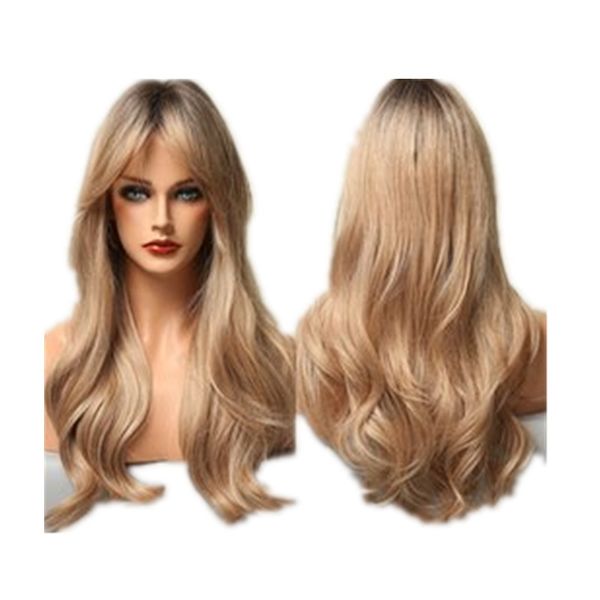 long light ash blonde human hair wigs honey brown weave ombre braiding natural wavy synthetic with bangs heat resistant fiber daily party ha, Black
long light ash blonde human hair wigs honey brown weave ombre braiding natural wavy synthetic with bangs heat resistant fiber daily party ha, Black
