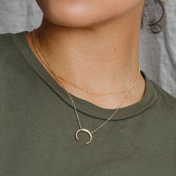 visunion chain cresent moon pattern necklace multilayer stainless steel trendy minimalist design for women chic charm chains, Silver
visunion chain cresent moon pattern necklace multilayer stainless steel trendy minimalist design for women chic charm chains, Silver