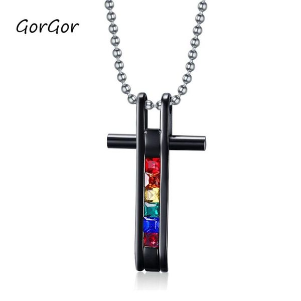 pendant necklaces gorgor 2021 trendy classic rainbow titanium steel inlaid rhinestone necklace for fashion couple jewelry gift ppn-012, Silver 
pendant necklaces gorgor 2021 trendy classic rainbow titanium steel inlaid rhinestone necklace for fashion couple jewelry gift ppn-012, Silver