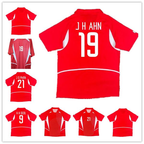 2002 2004 korea republic retro soccer jerseys j s papk 21# j h ahm 19# c w kim 3# m b hong 20# y p lee 10# home red football shirt, Black;yellow
2002 2004 korea republic retro soccer jerseys j s papk 21# j h ahm 19# c w kim 3# m b hong 20# y p lee 10# home red football shirt, Black;yellow
