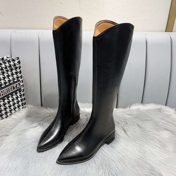 winter pointed knight boots women's style thick heel side zipper middle tube thin boots, Black
winter pointed knight boots women's style thick heel side zipper middle tube thin boots, Black