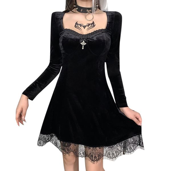 vintage gothic women mini dresses elegant high waist cross pendant aesthetic dress long sleeve autumn, White;black
vintage gothic women mini dresses elegant high waist cross pendant aesthetic dress long sleeve autumn, White;black