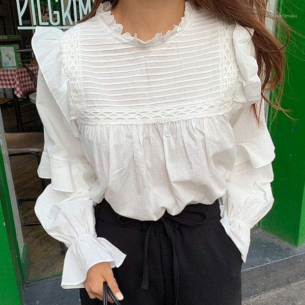 women's blouses & shirts all-match loose stand collar falbala women blouse 2021 spring summer full sleeve chic female white blusas
women's blouses & shirts all-match loose stand collar falbala women blouse 2021 spring summer full sleeve chic female white blusas