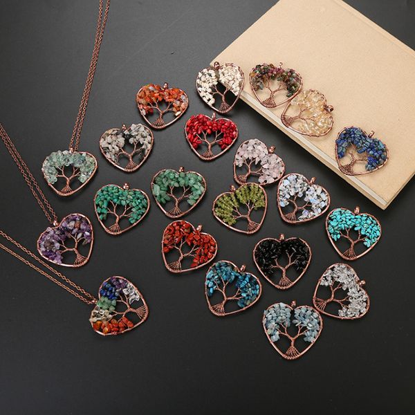 new fashion hand wrapped heart shape life of tree natural stone pendant necklace handmade gemstone necklaces jewelry, Silver
new fashion hand wrapped heart shape life of tree natural stone pendant necklace handmade gemstone necklaces jewelry, Silver