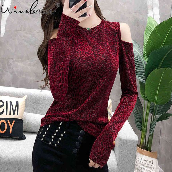 women's t-shirt fall winter european clothes t-shirt off shoulder turtleneck print leopard women ropa mujer bottoming te, White
women's t-shirt fall winter european clothes t-shirt off shoulder turtleneck print leopard women ropa mujer bottoming te, White