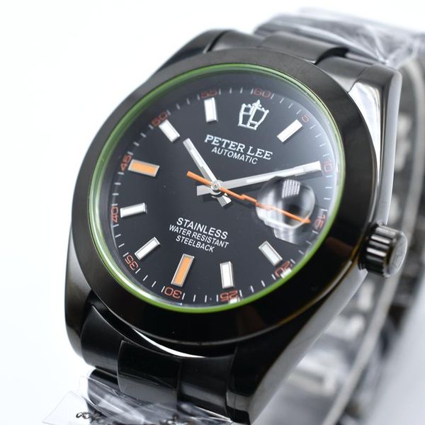 wristwatches peter lee mens watches automatic mechanical daydate black full steel 38mm round drop men wrist watch, Slivery;brown
wristwatches peter lee mens watches automatic mechanical daydate black full steel 38mm round drop men wrist watch, Slivery;brown