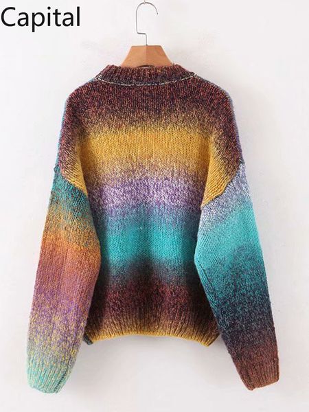 women's sweaters cor do arco-Ãris listrado feminino camisola inverno moda doce gradiente rampa malha s mohair oversize outono roupas ge, White;black
women's sweaters cor do arco-Ãris listrado feminino camisola inverno moda doce gradiente rampa malha s mohair oversize outono roupas ge, White;black