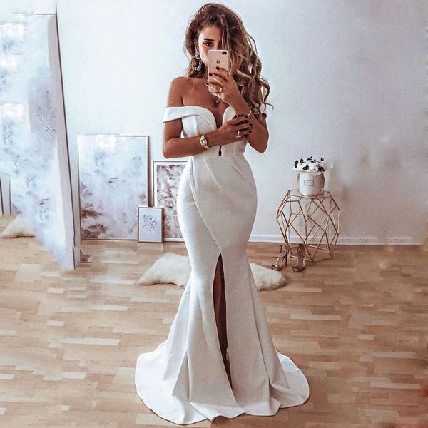 off shoulder boho split mermaid evening dresses sweep train satin lace-up back formal prom gowns, Black;red
off shoulder boho split mermaid evening dresses sweep train satin lace-up back formal prom gowns, Black;red