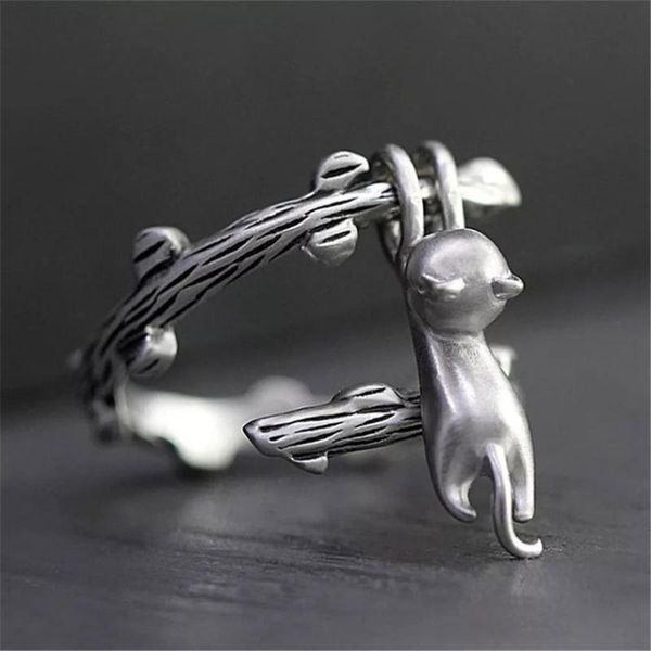 cluster rings cute kitty climbing branch metal personality adjustable ring fine jewelry for women party elegant accessories, Golden;silver
cluster rings cute kitty climbing branch metal personality adjustable ring fine jewelry for women party elegant accessories, Golden;silver